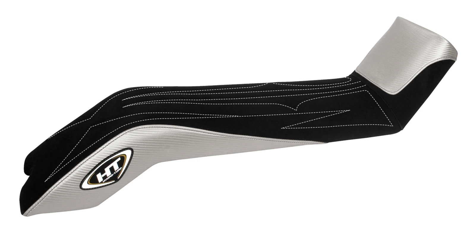 Hydro-Turf Seat Cover for Kawasaki X2 (1986–1995) Black Suede/Silver CF/White Em