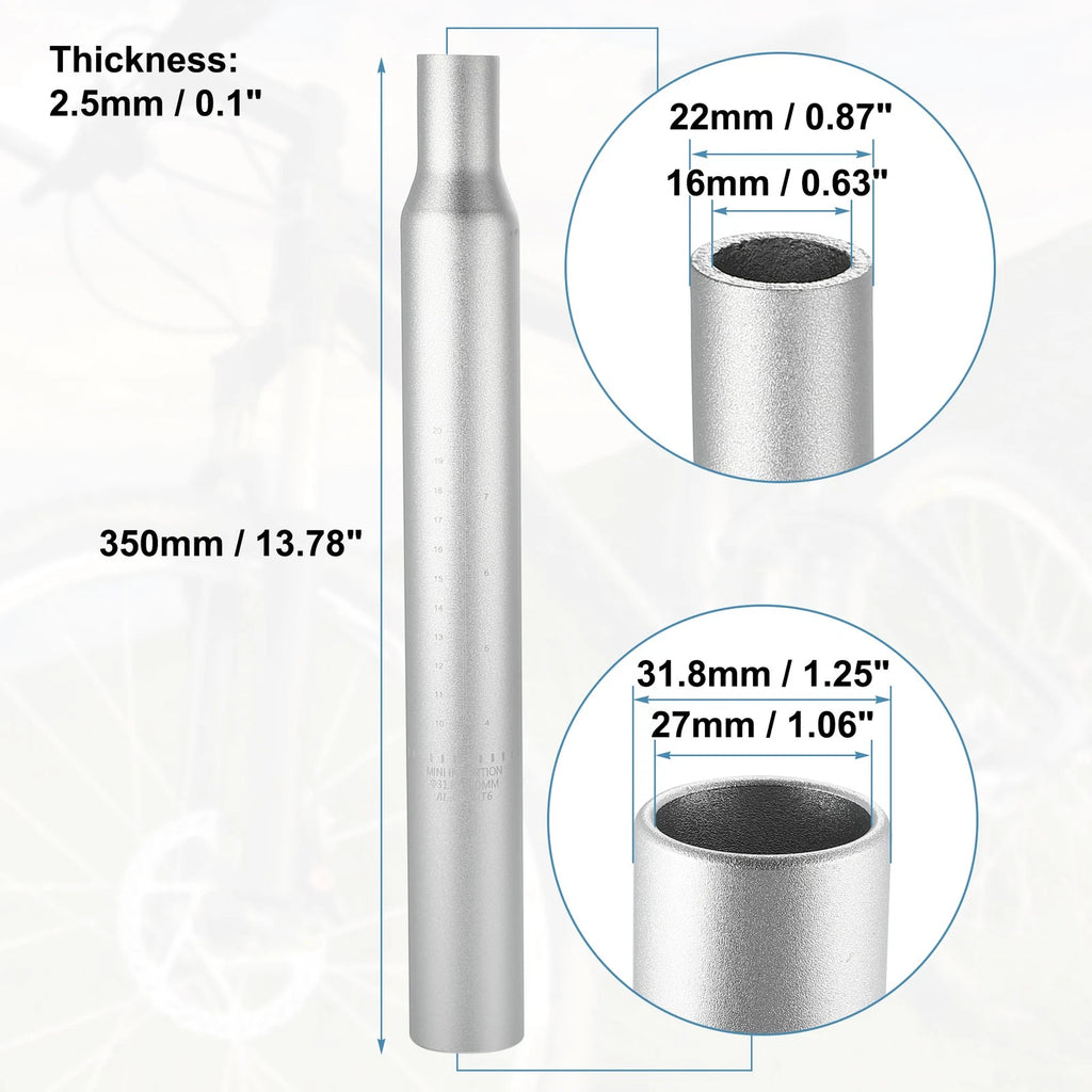 Aluminum Alloy Seat Post with Scale Mark for Bicycle 31.8 x 350mm (Silver)