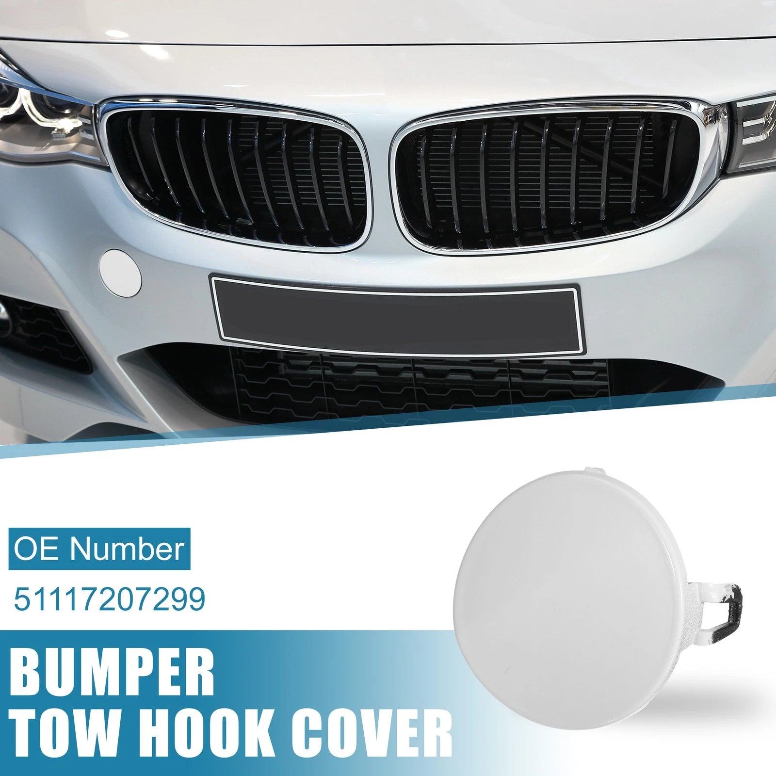 Front Bumper Tow Hook Cover 51117207299 for BMW 3 Series E90 E91 (2009–2012) White