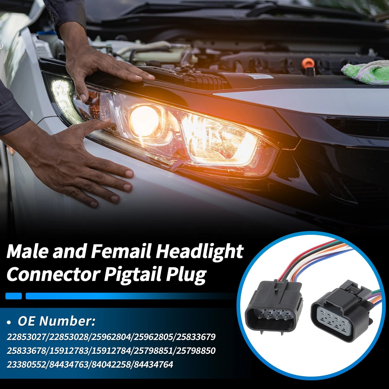 Headlight Connector Harness Plug Wire Replacement for Chevrolet (2000–2010)