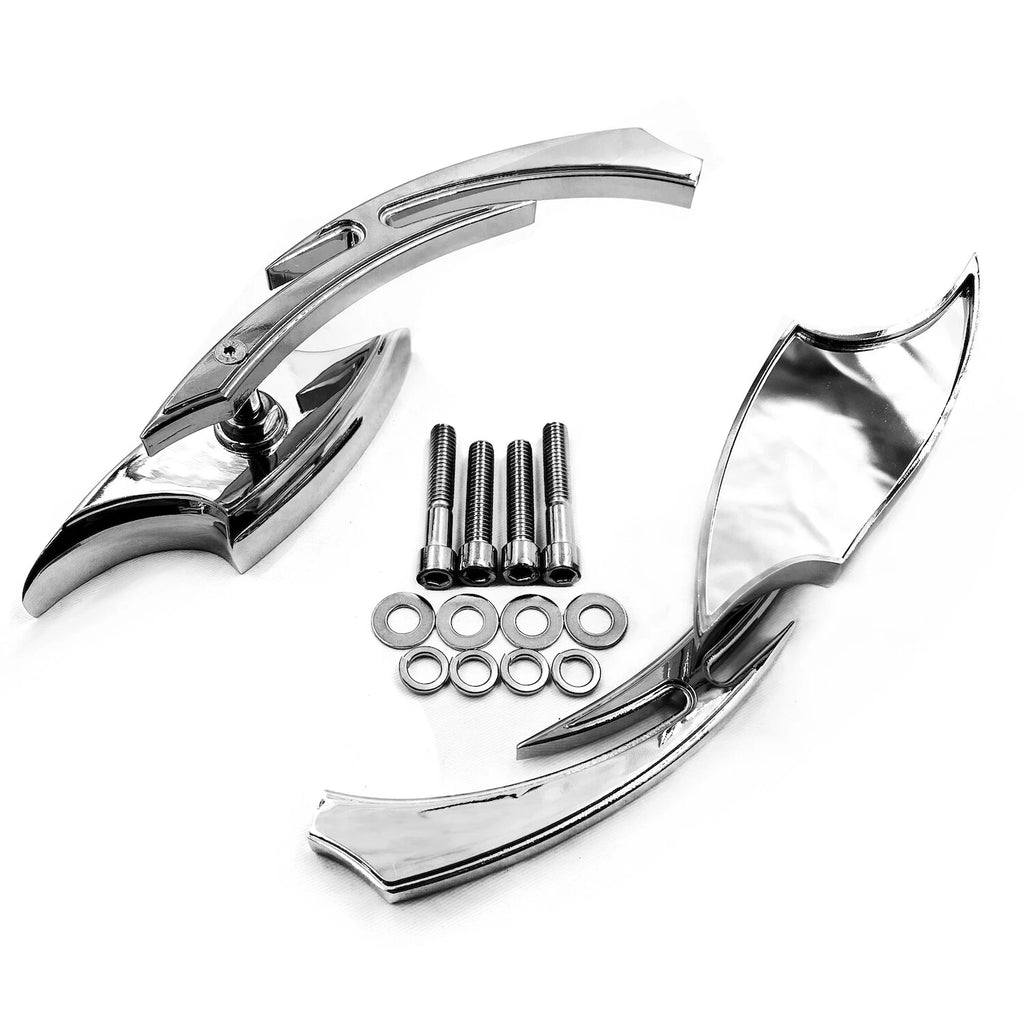 Chrome Rear View Side Mirrors for Universal Fit (8mm, 10mm)