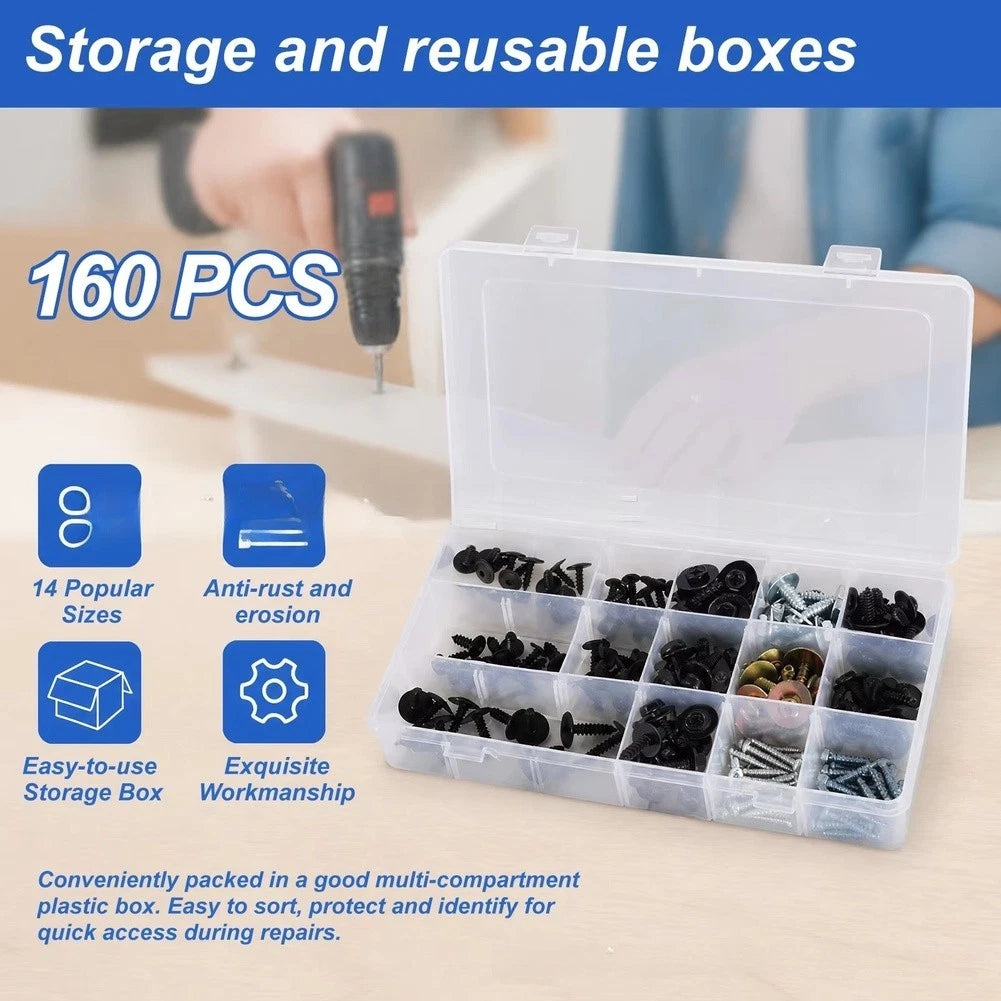 160PCS Bumper Hood Retainer Clip Kit for Universal Applications