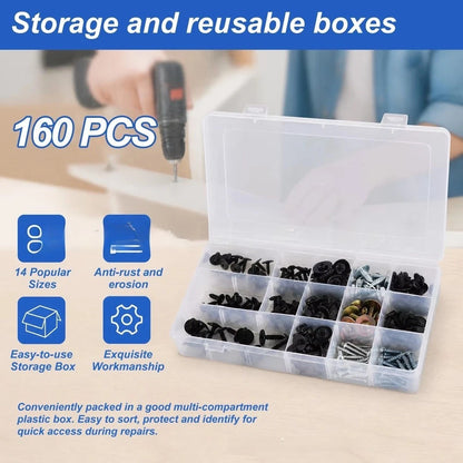 160PCS Bumper Hood Retainer Clip Kit for Universal Applications