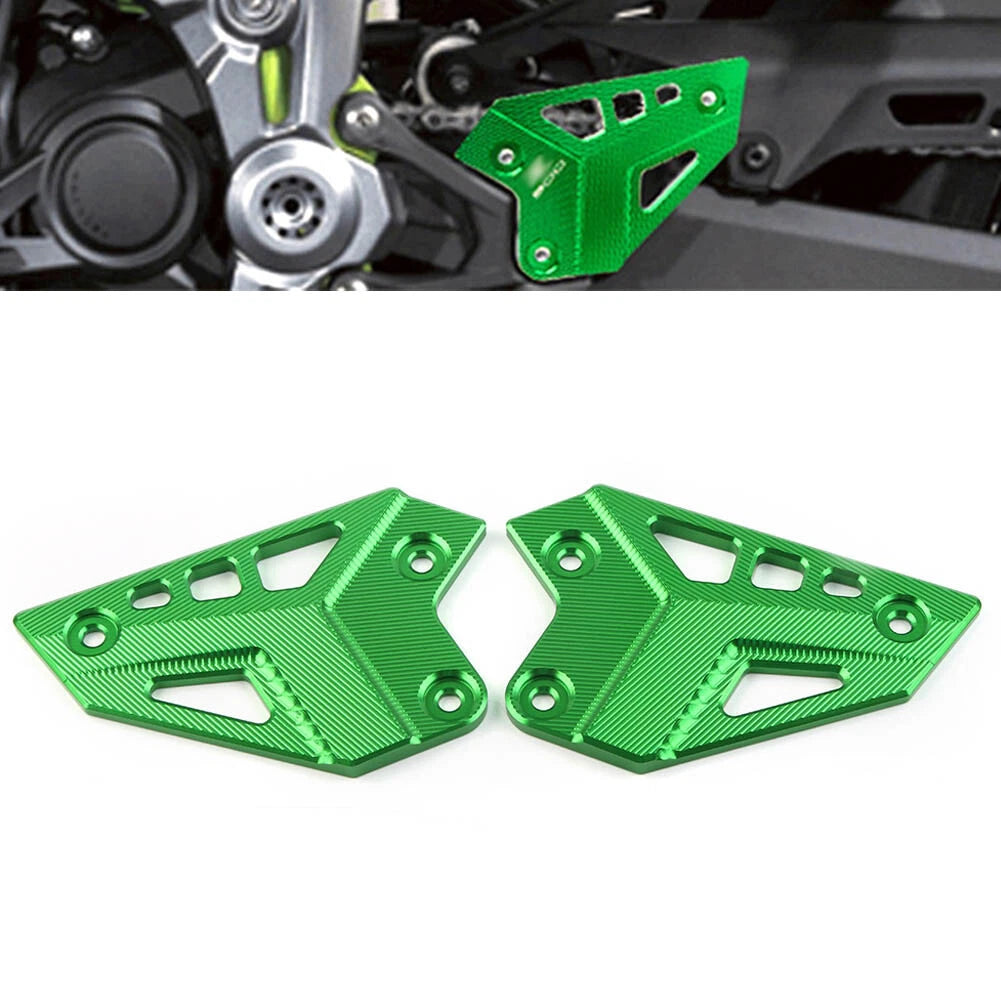 CNC Footrest Rear Set Heel Plates Guard Protector Green for Kawasaki Z900 (2017–2023)
