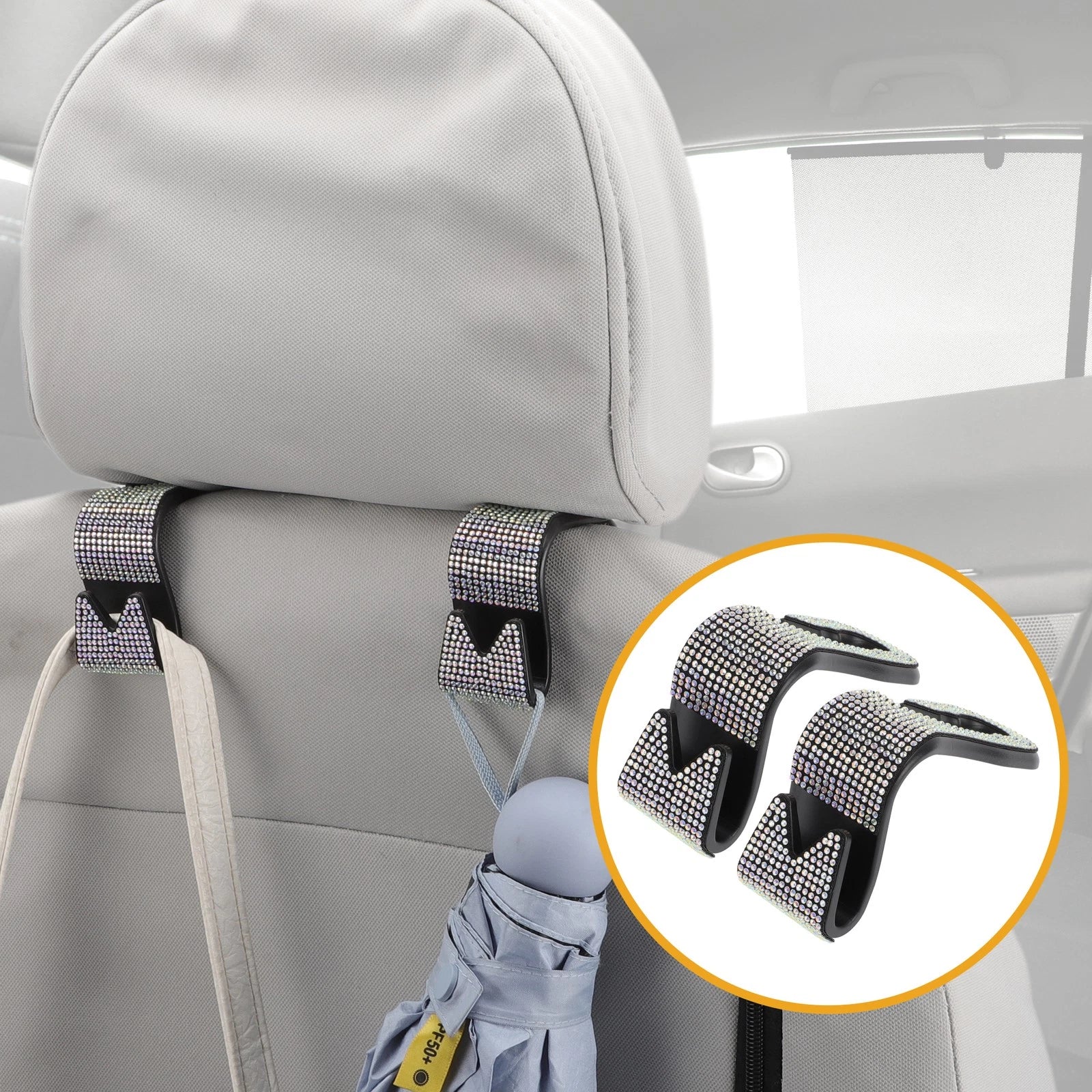 2 Pcs Universal Car Seat Headrest Hook for Hanging Purses (Multicolor)