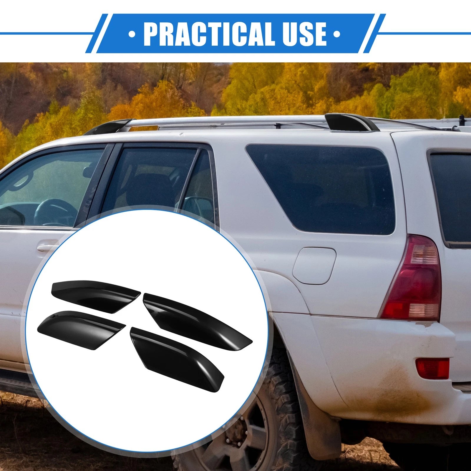 4PCS Roof Rack Side Rails End Covers for Toyota 4Runner N210 (2003–2009)