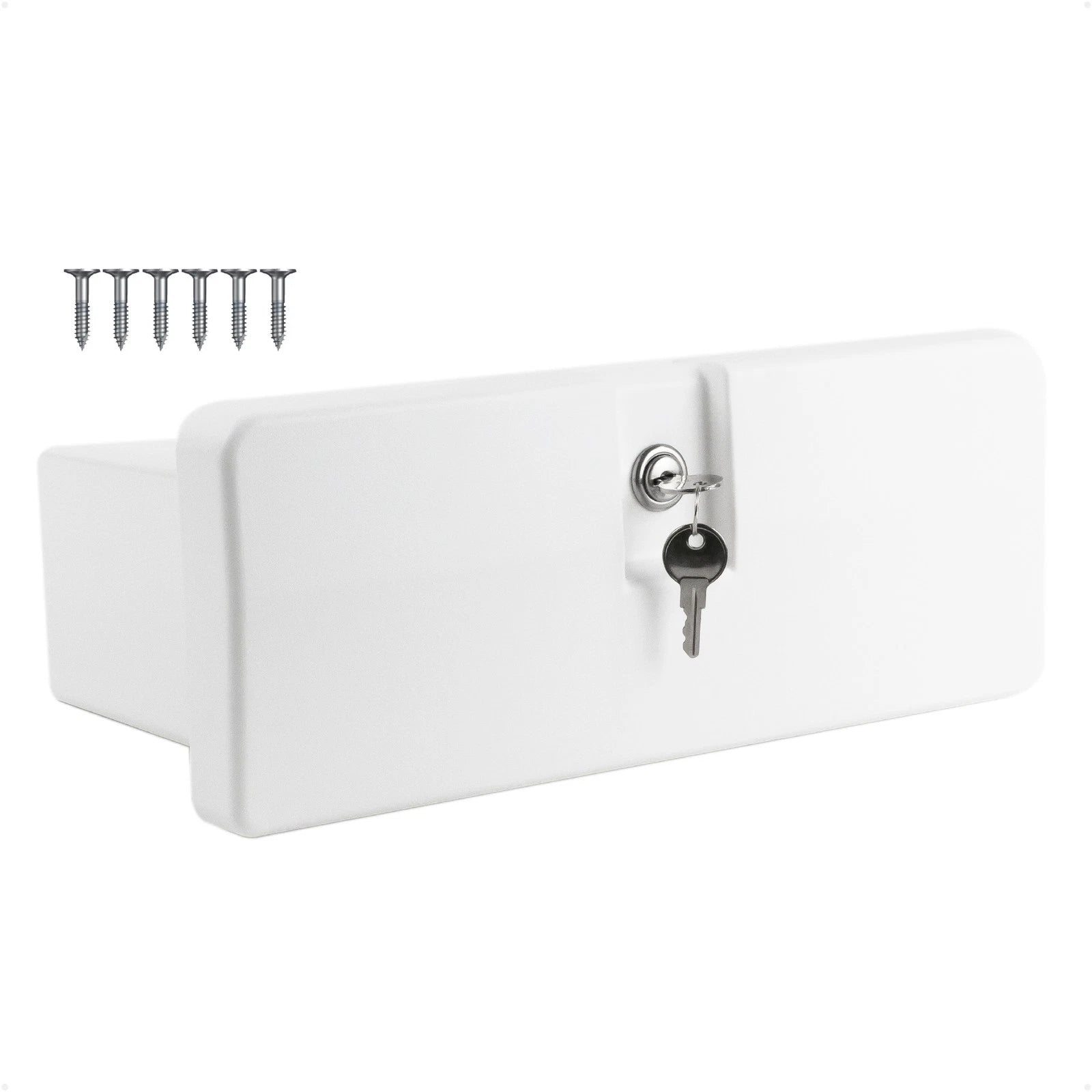 Lockable Boat Glove Box with 2 Keys, UV-Resistant White Plastic