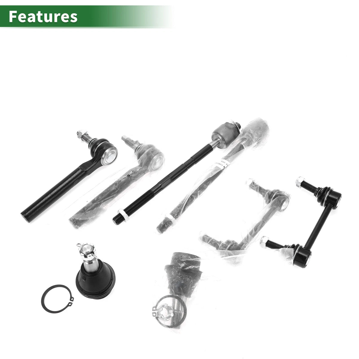 8 Pcs Front Suspension Kit Tie Rod Ends Sway Bar Link for Hummer H3 (2006–2010)