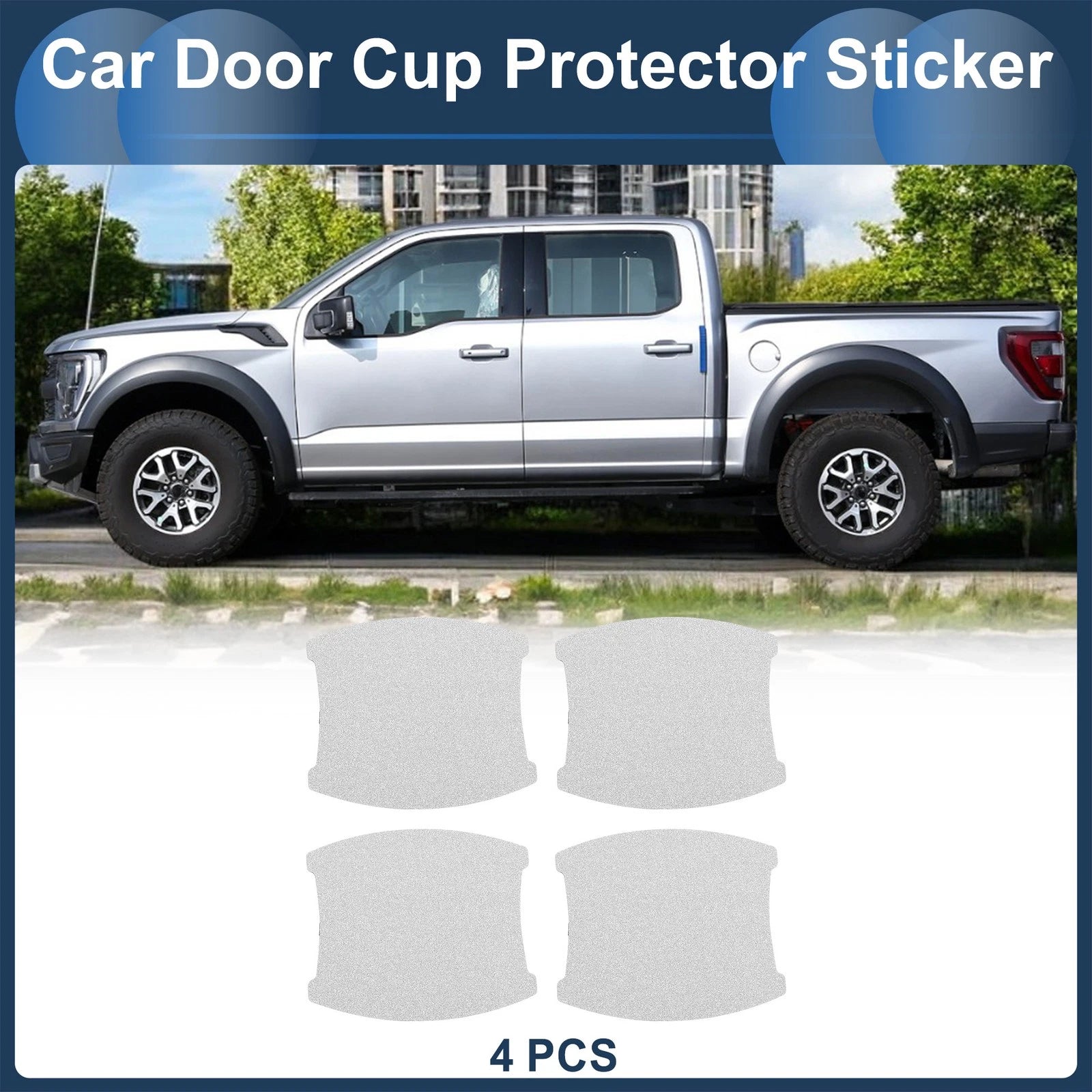 Car Door Handle Scratch Protector for Universal Fit (90x100mm) Matte Silver Tone