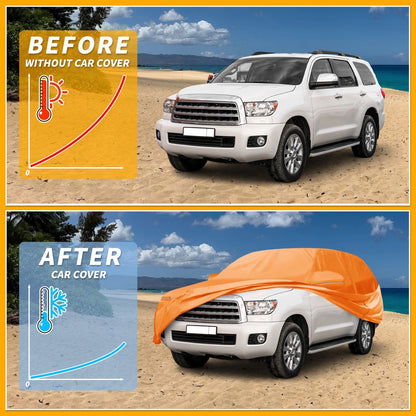Waterproof Car Cover for Toyota Sequoia (210D-PU, Orange)
