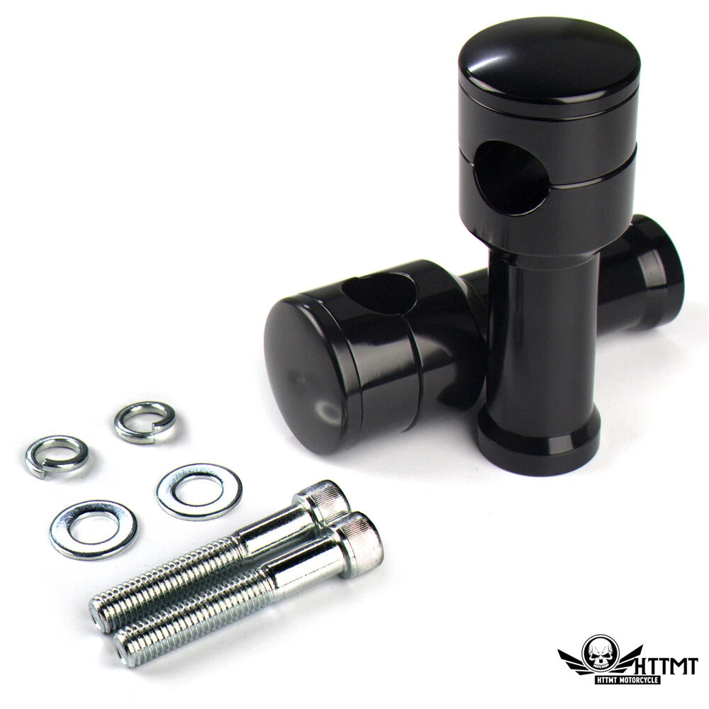 Black Chrome Straight Round Handlebar Risers for Motorcycle (1" / 25mm)