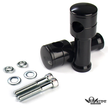 Black Chrome Straight Round Handlebar Risers for Motorcycle (1" / 25mm)