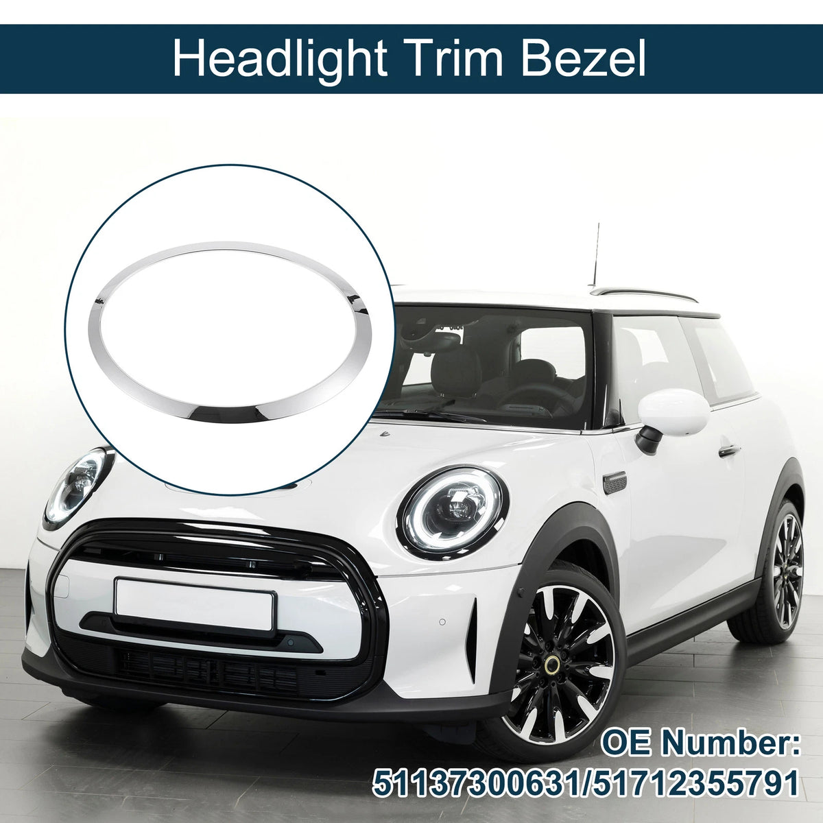 1pc Headlight Trim Bezel for Mini Cooper (2014–2024) No. 51137300631