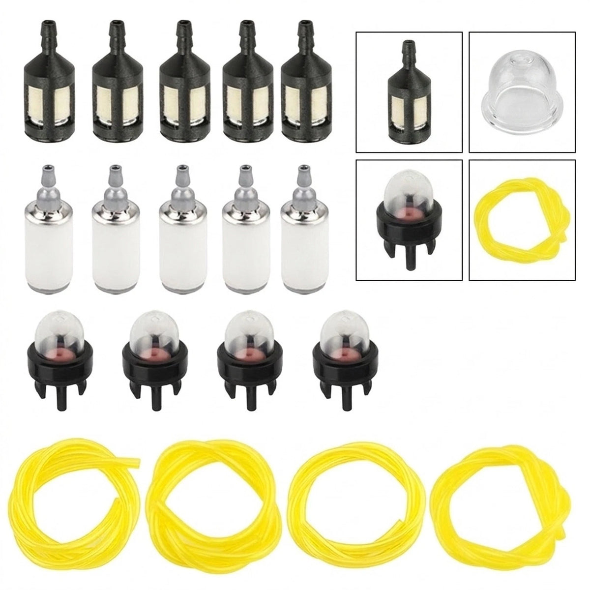 28Pcs Fuel Line Set with Filters for Small Engine Primer Bulbs Replacement