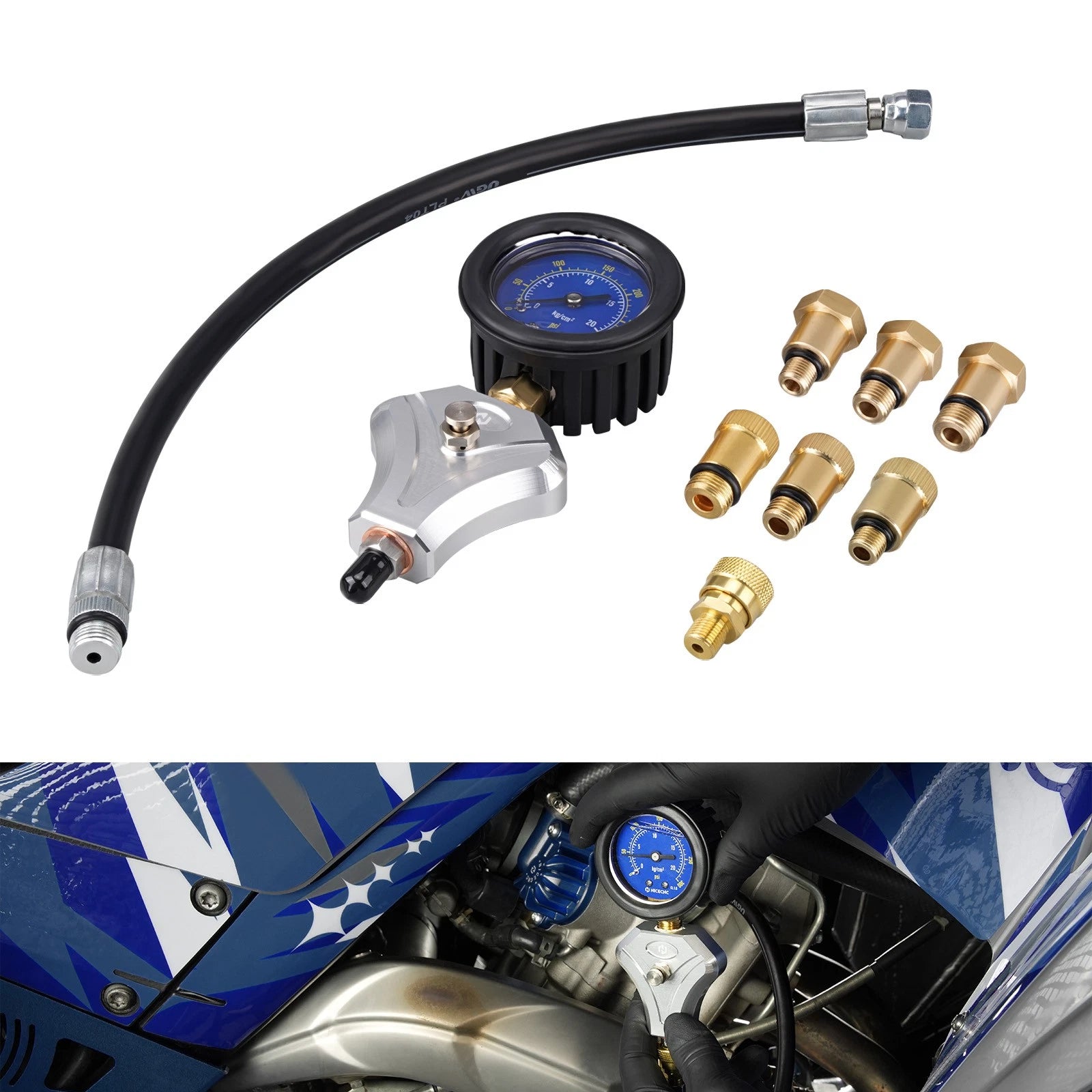 Engine Cylinder Compression Gauge Tester for 2-Stroke and 4-Stroke Engines