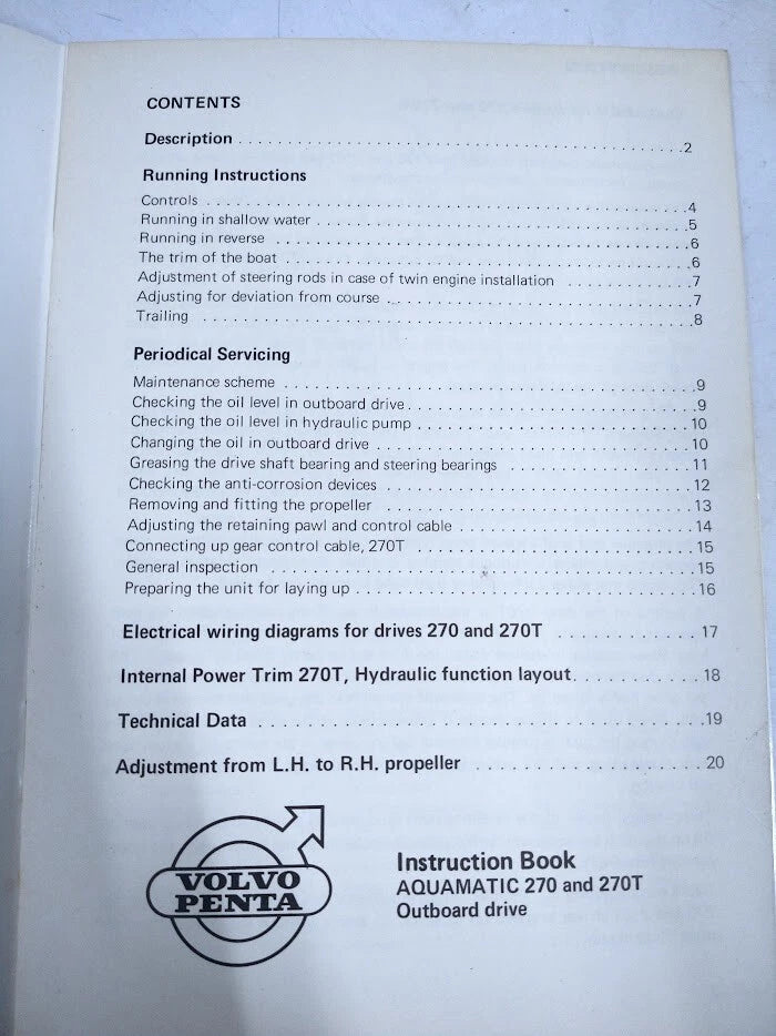 Volvo Penta 2515 Aquamatic Outboard Drive Instruction Book (N/A)