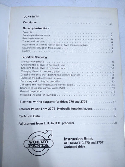 Volvo Penta 2515 Aquamatic Outboard Drive Instruction Book (N/A)
