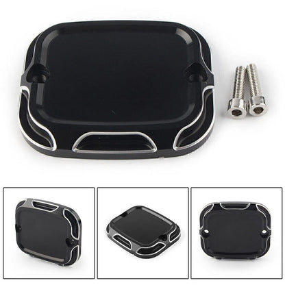 Black CNC Cut Front Brake Reservoir Master Cylinder Cover for Harley Softail