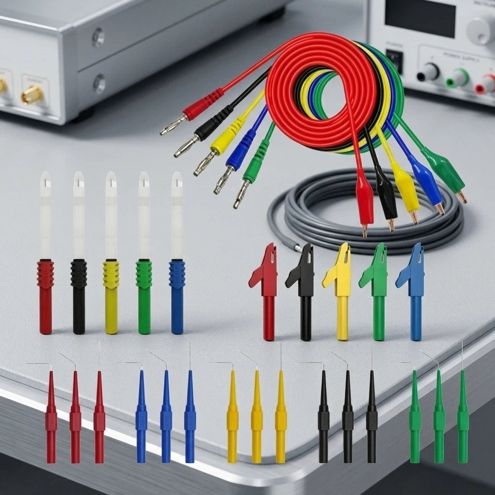 30-Piece Electrical Test Kit with 4mm Banana Connectors and Copper Clips