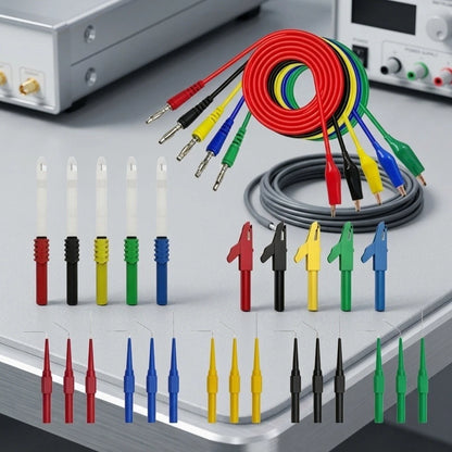 30-Piece Electrical Test Kit with 4mm Banana Connectors and Copper Clips