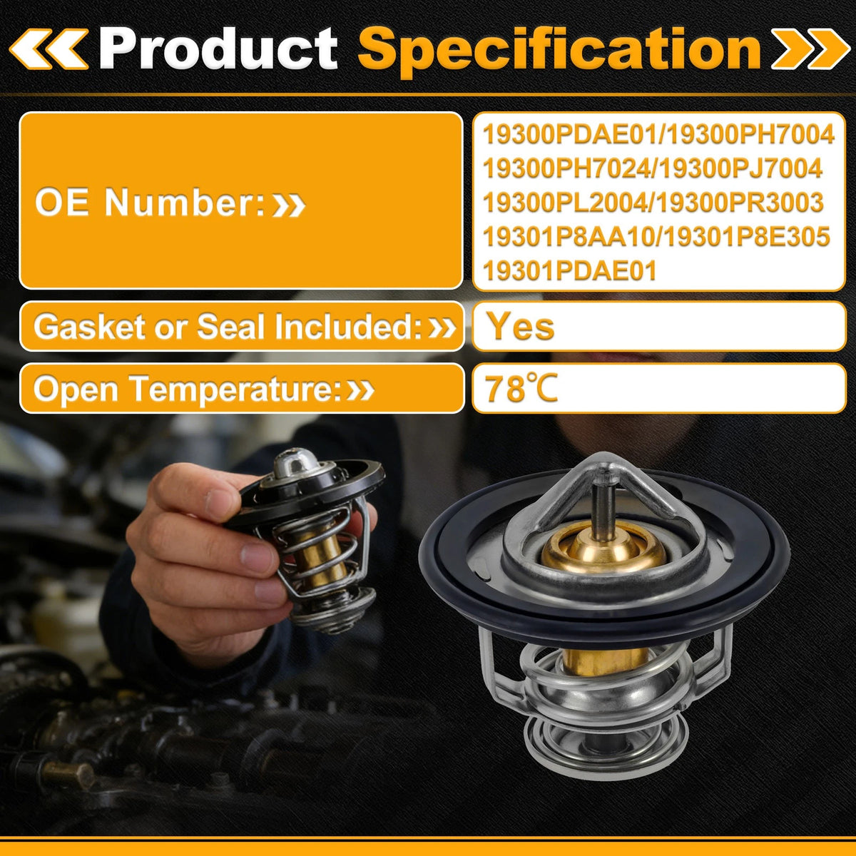 Engine Coolant Thermostat 19300PDAE01 for Acura CL (1998–1999) L4 2.3L