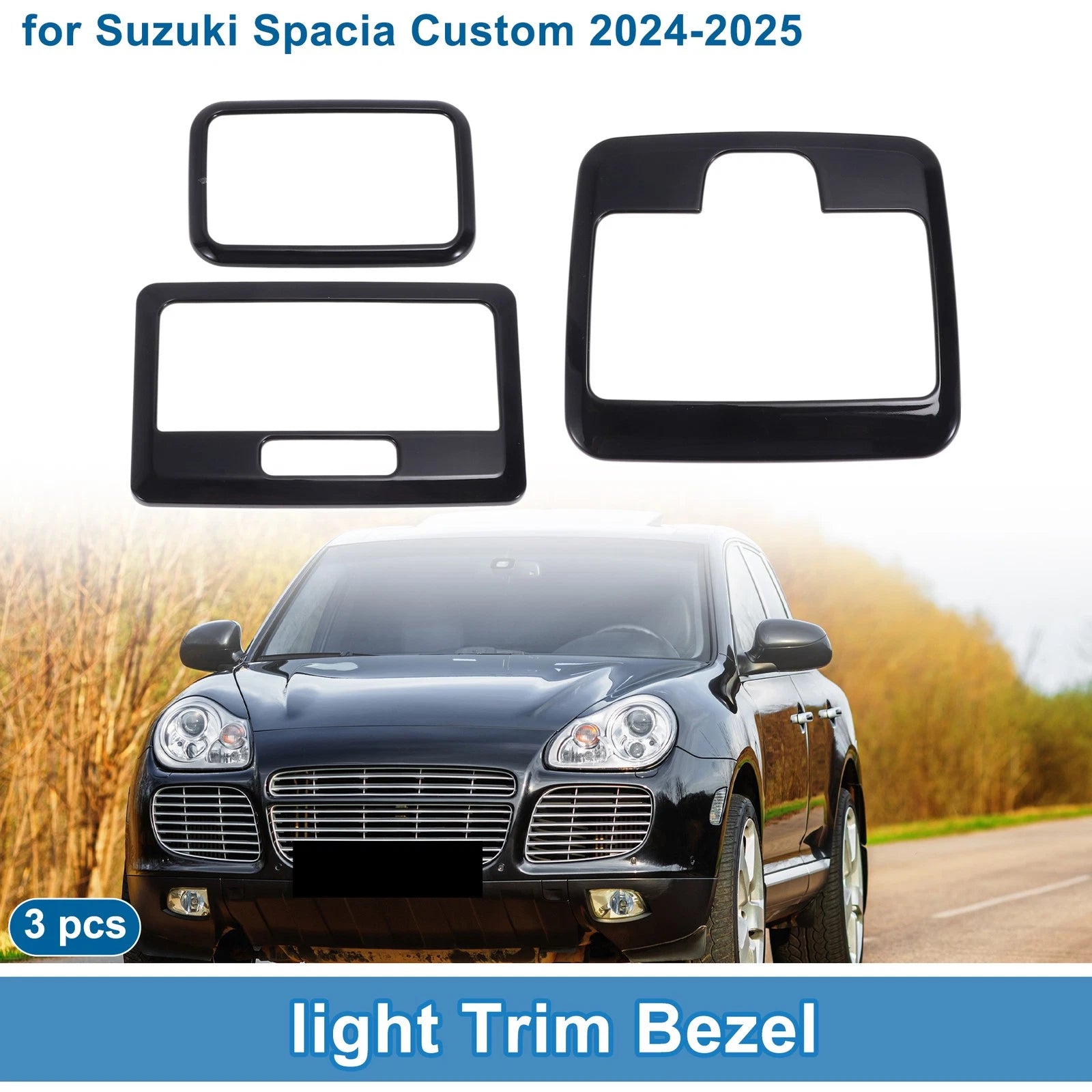 Light Trim Bezel Set for Suzuki Spacia Custom (2024–2025) Black