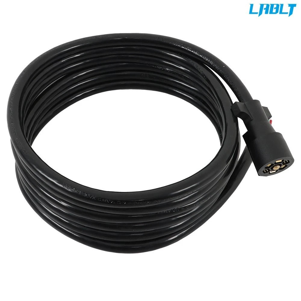 7-Way 7-Pin Wire Harness Light Plug Connector Trailer Cable - 16FT