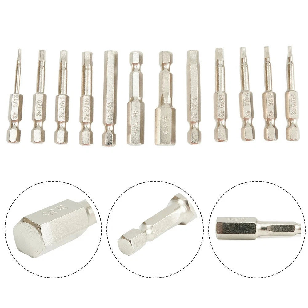 Hex Bit Connector Set for Quick Change Hexagonal Key (1/16 - 3/8 Inch)