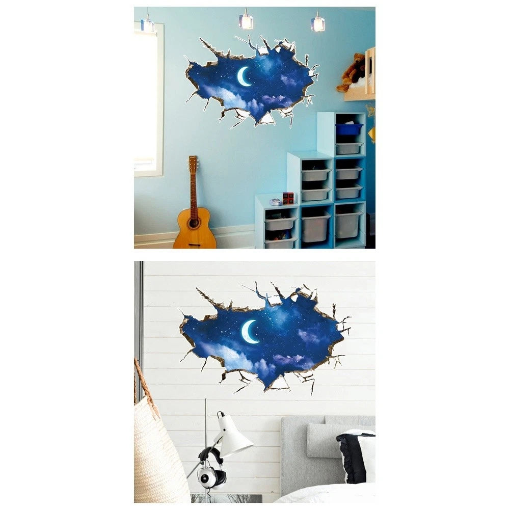 3D Starry Moon Wall Sticker for Home Decor (89x58.5cm)