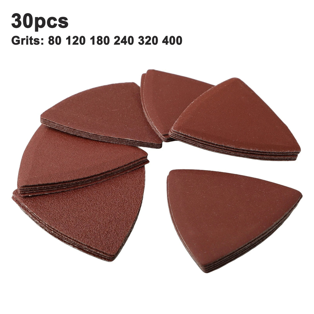 Set of 4 Triangle Sanding Discs 80x80x80mm 120 180 240 320 Grit