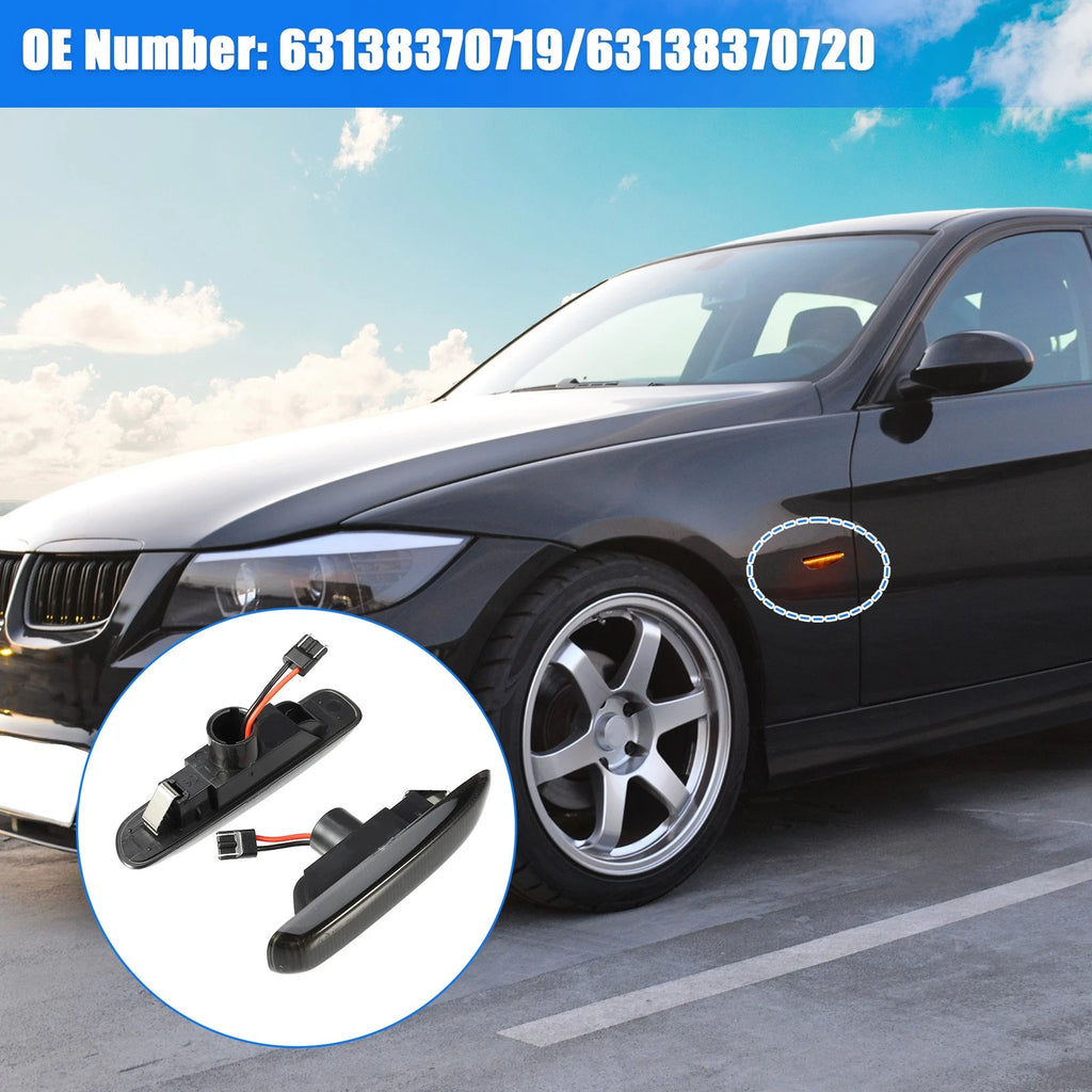 Pair Smoked LED Side Marker Light Replacement for BMW E46 (1999–2006)
