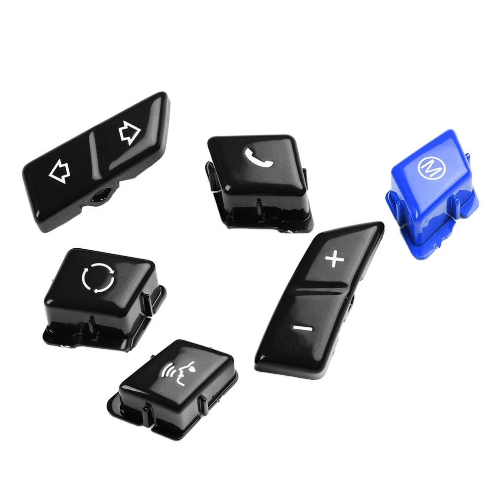 Blue+Black Steering Wheel Switch Button Cover For BMW M3 E90 E92 E93