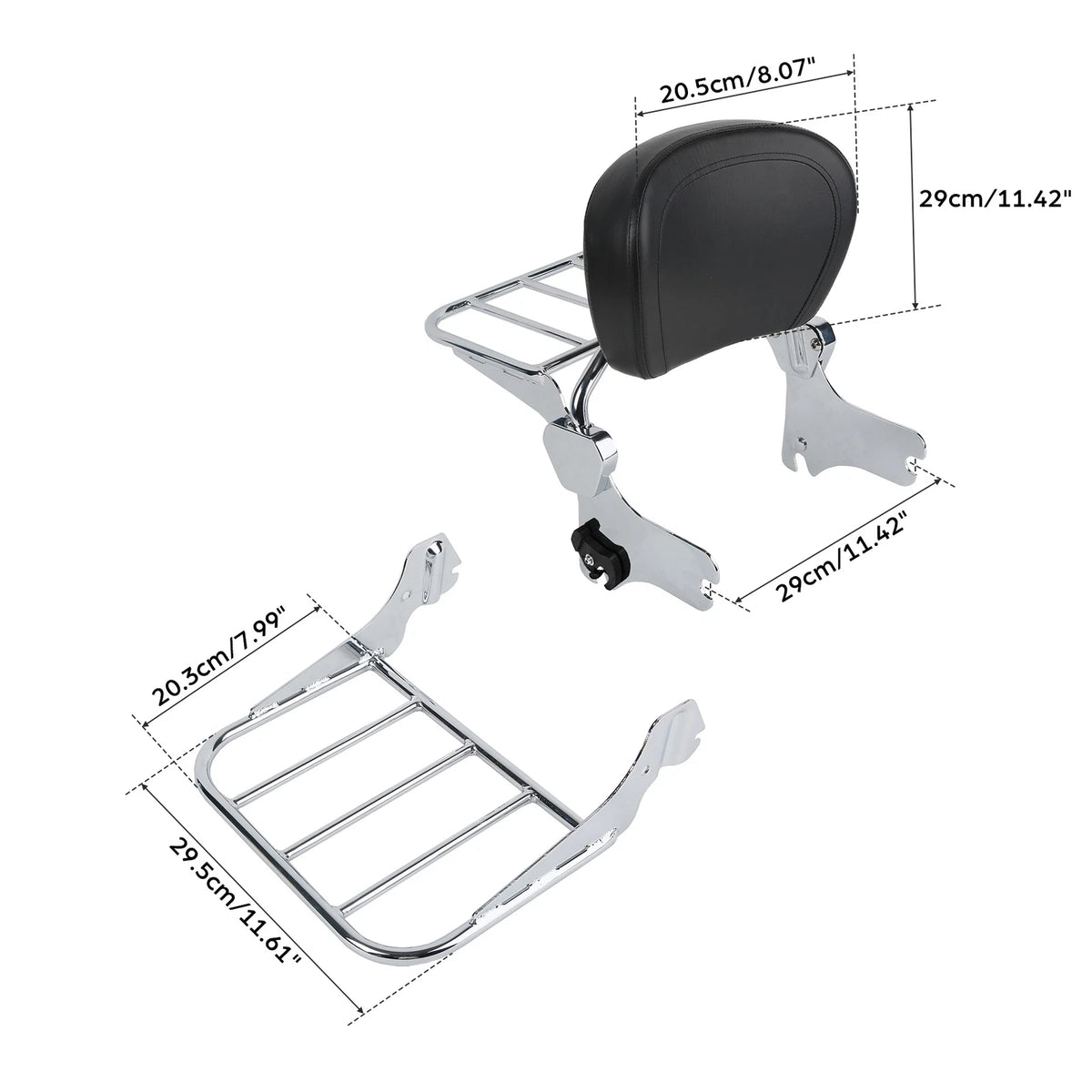 Chrome Backrest Sissy Bar + Luggage Rack for Harley Touring Road King (1994–2008)