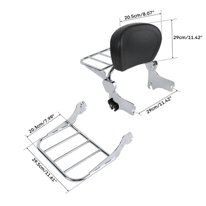 Chrome Backrest Sissy Bar + Luggage Rack for Harley Touring Road King (1994–2008)