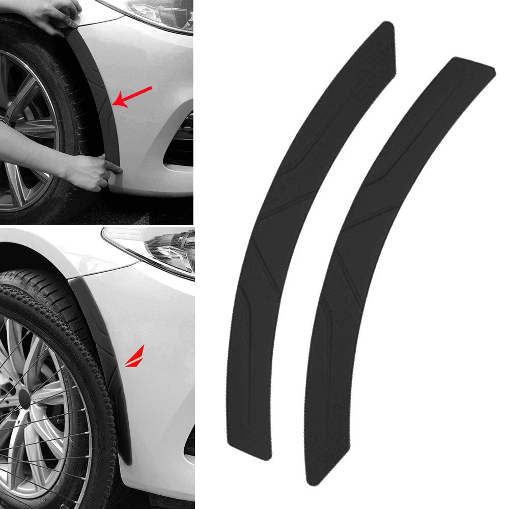 2 Pack Black Car Fender Flare Wheel Eyebrow Protection Bumper Guard Strips Trim