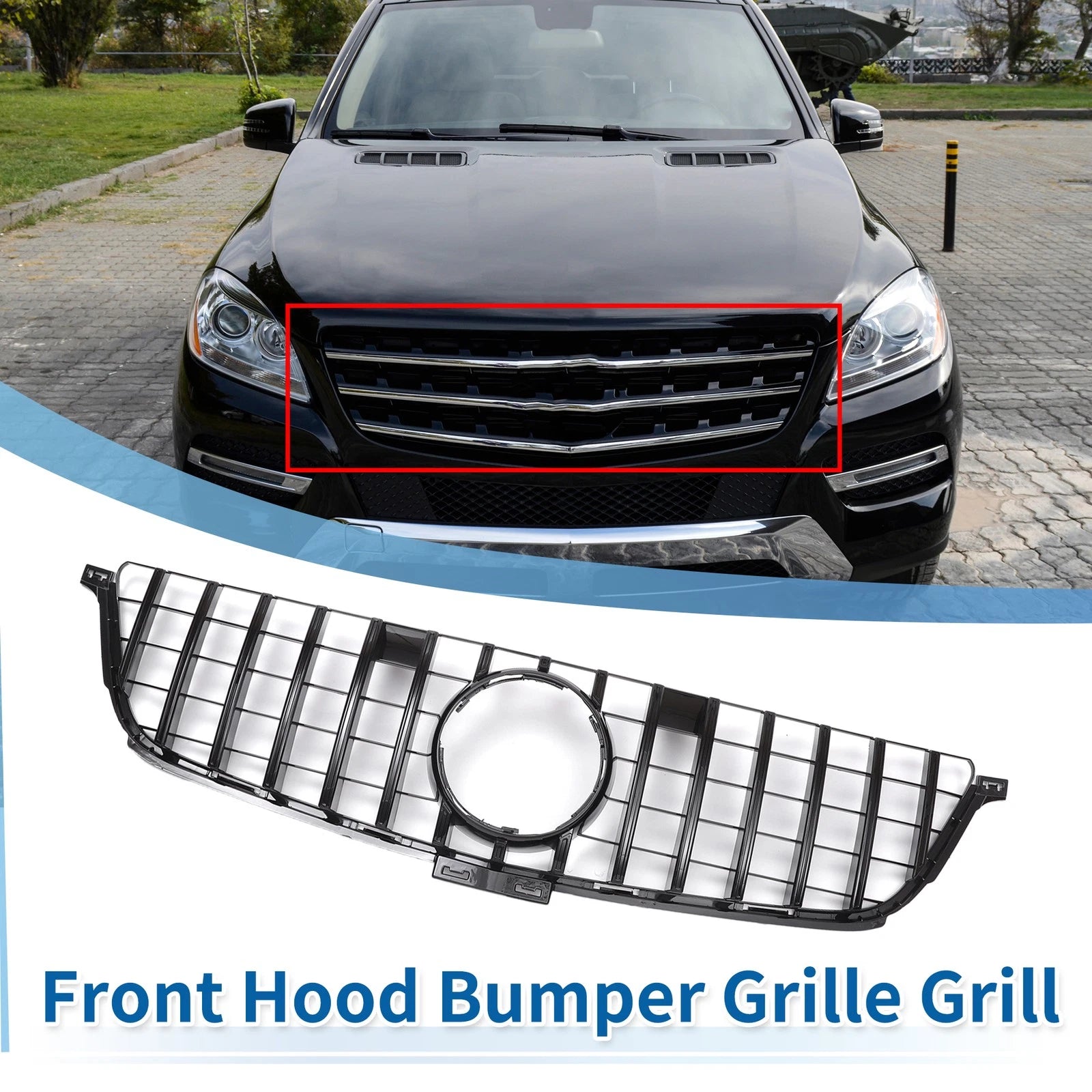 Front Upper Bumper Grille Grill Replacement for Mercedes-Benz ML63 (2012–2015)