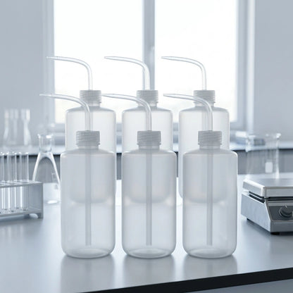 6X 500ml Plastic Safety Wash Bottles for Lab Use (Squeeze, LDPE)