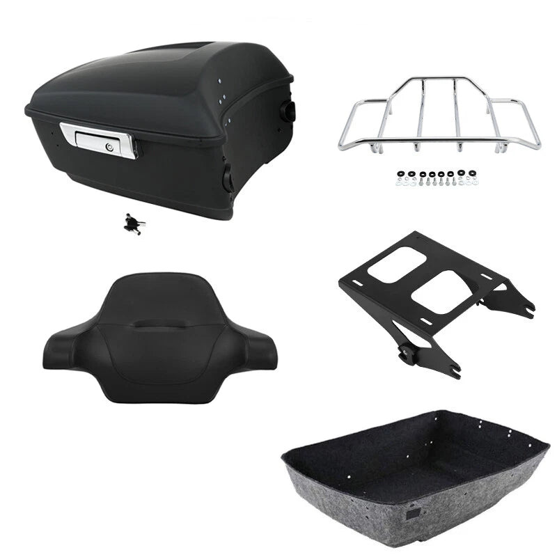Matte Black Trunk Pad Backrest Rack Mount for Harley Touring (2014–2023)