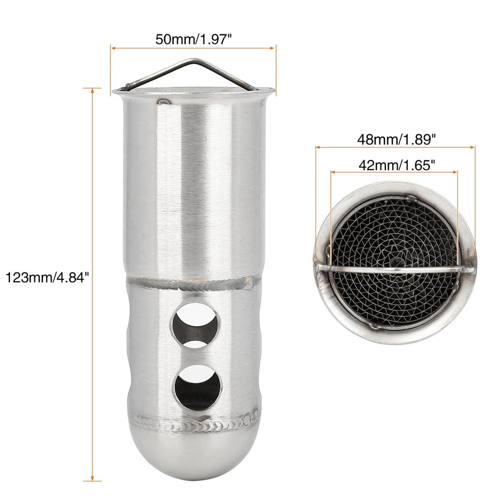 50mm Motorcycle Exhaust Pipe Baffle Muffler Silver Tone
