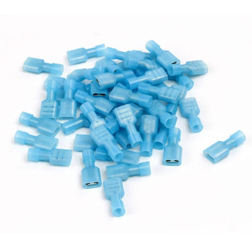 50PCS Blue Insulated Spade Crimp Wire Connector Female Terminal