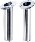 2X Flush Mount Fishing Rod Holders with Drain 316 Stainless Steel 30 Degree