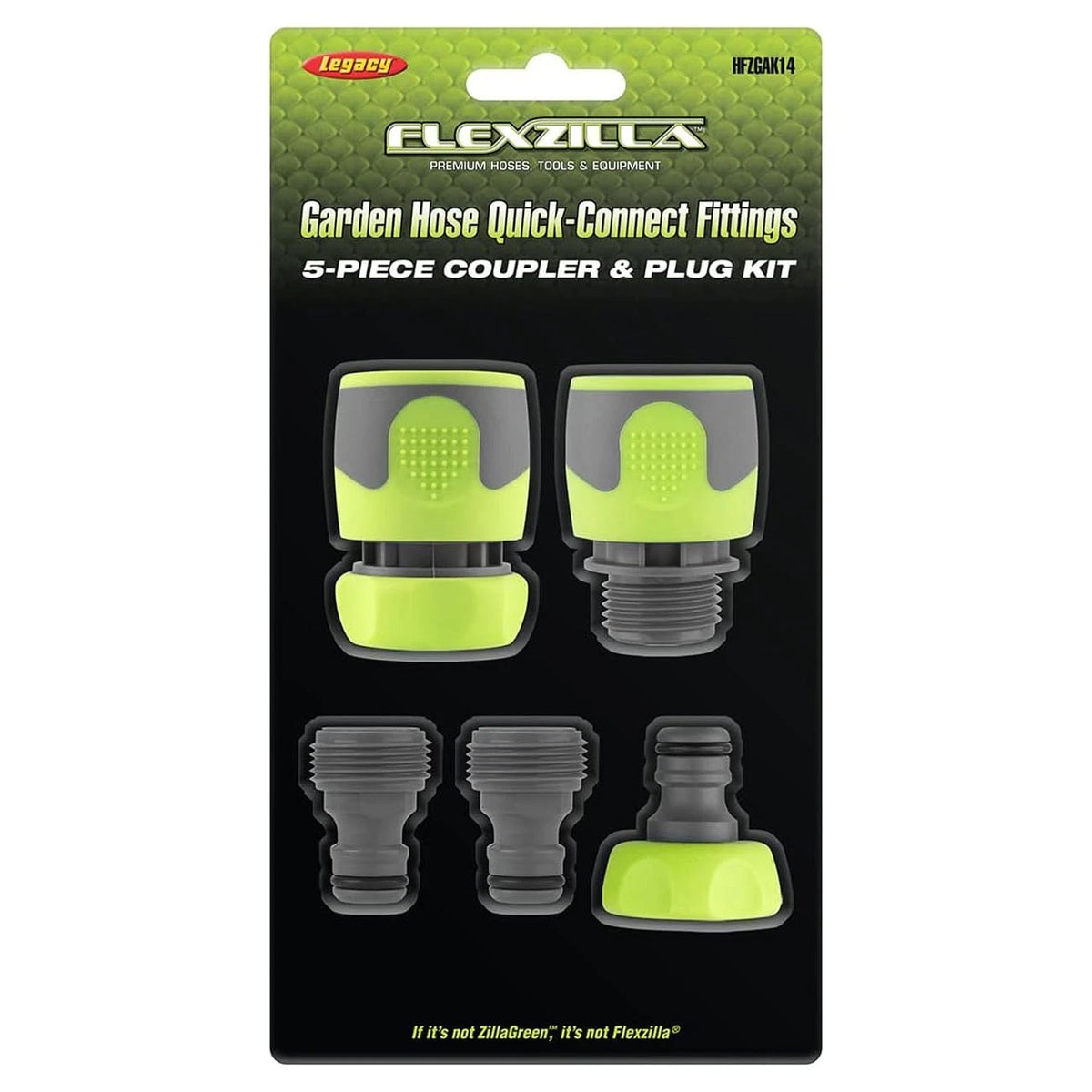 5 Piece Quick Connect Fittings Coupler Plug Kit for Flexzilla Garden Hose HFZGAK14
