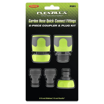 5 Piece Quick Connect Fittings Coupler Plug Kit for Flexzilla Garden Hose HFZGAK14