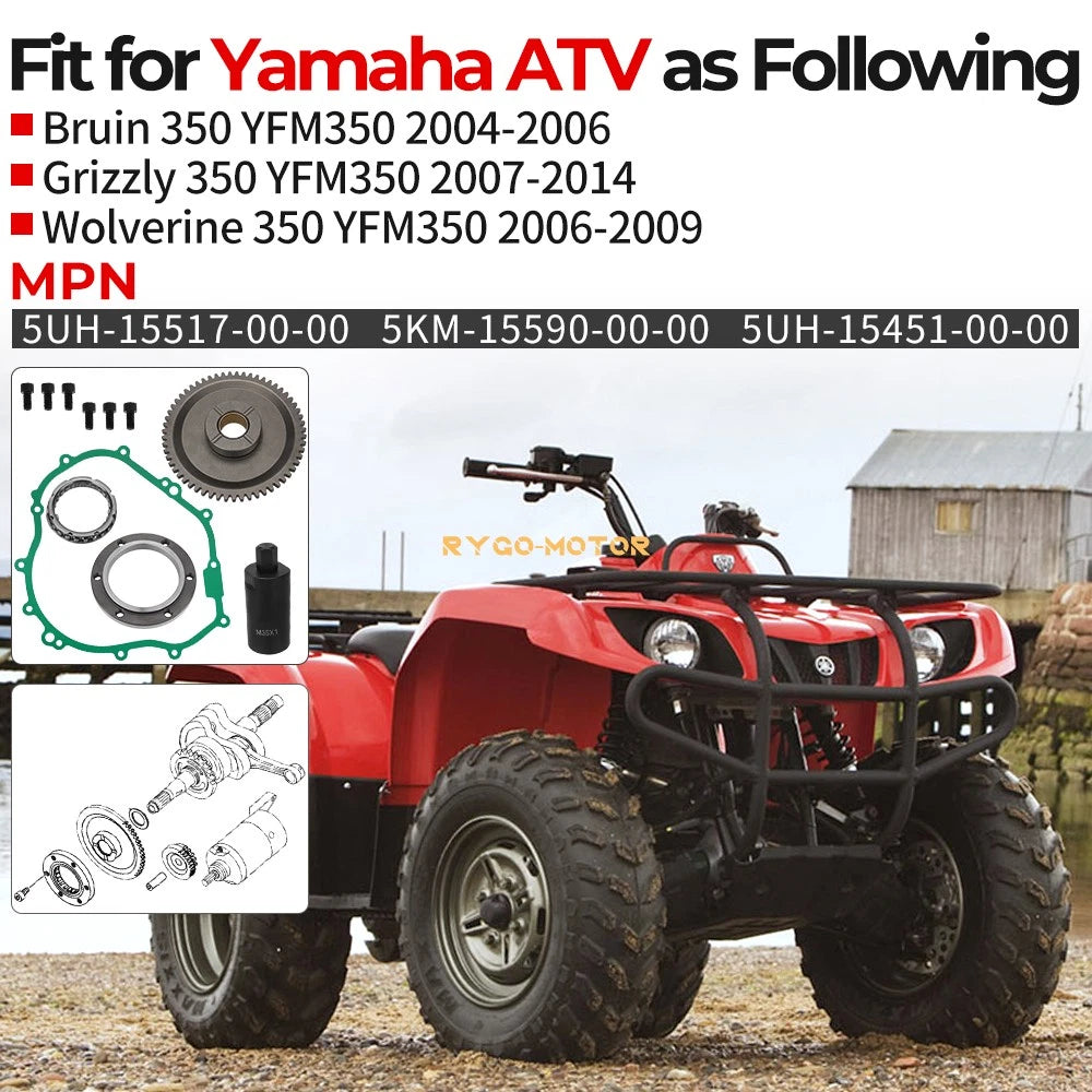 Starter Clutch Kit with Flywheel Puller & Gasket for Bruin 350 YFM350 (2004–2006)