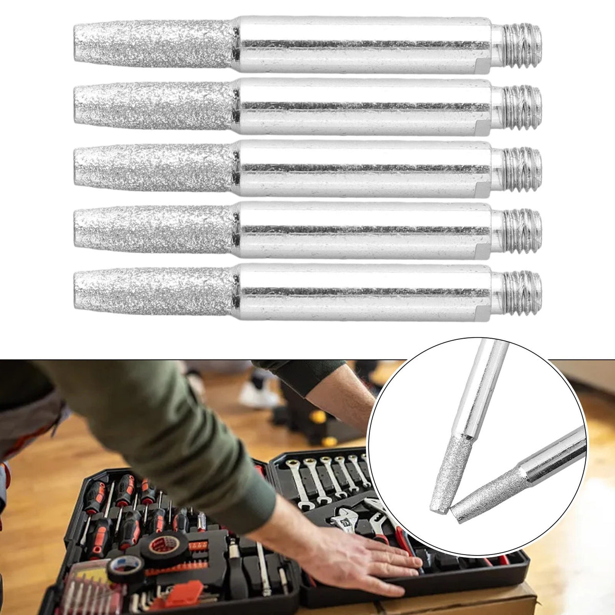5pcs Chain Sharpening Jig Carbide Burrs Wear Resistance
