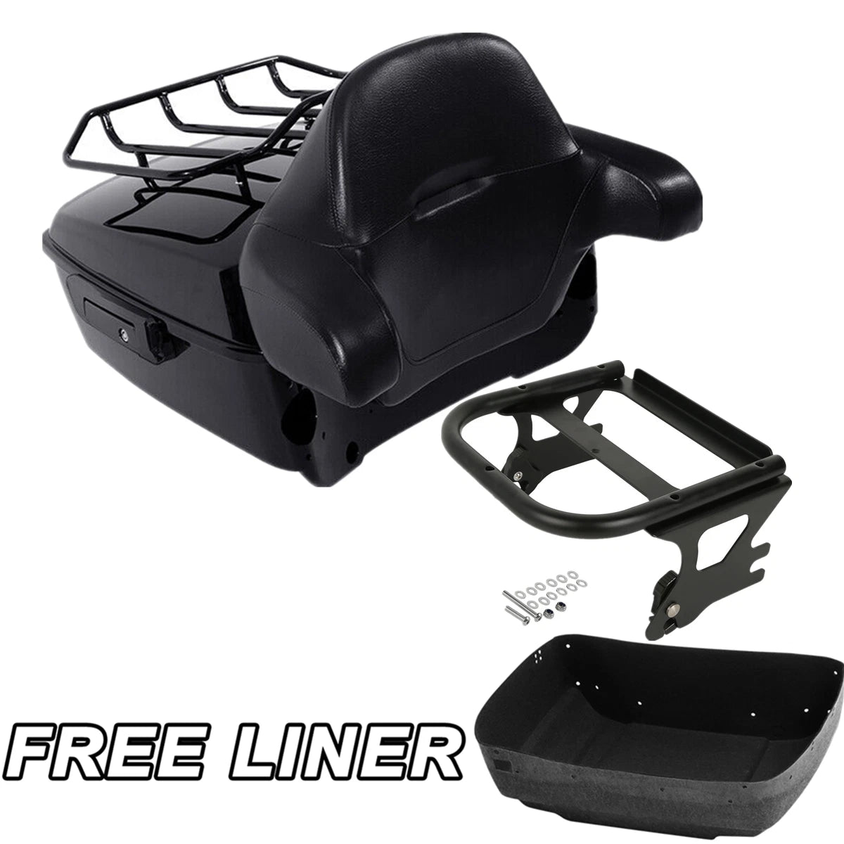 Trunk Backrest Pad Mount Rack for Harley Touring Road Glide (1997–2008)