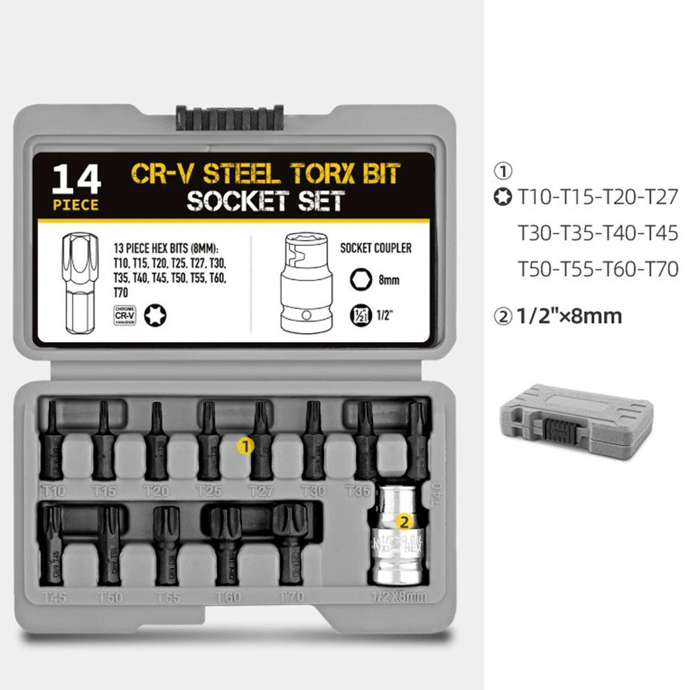 14Pcs Hex Bit Socket Set in Organizer Case