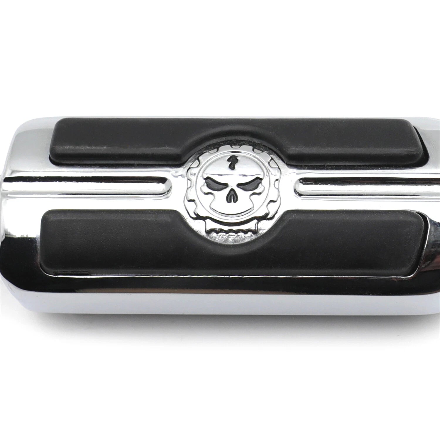 Chrome Angled Adjustable Skull Foot Peg for 1.25" Engine Guard (Fits )