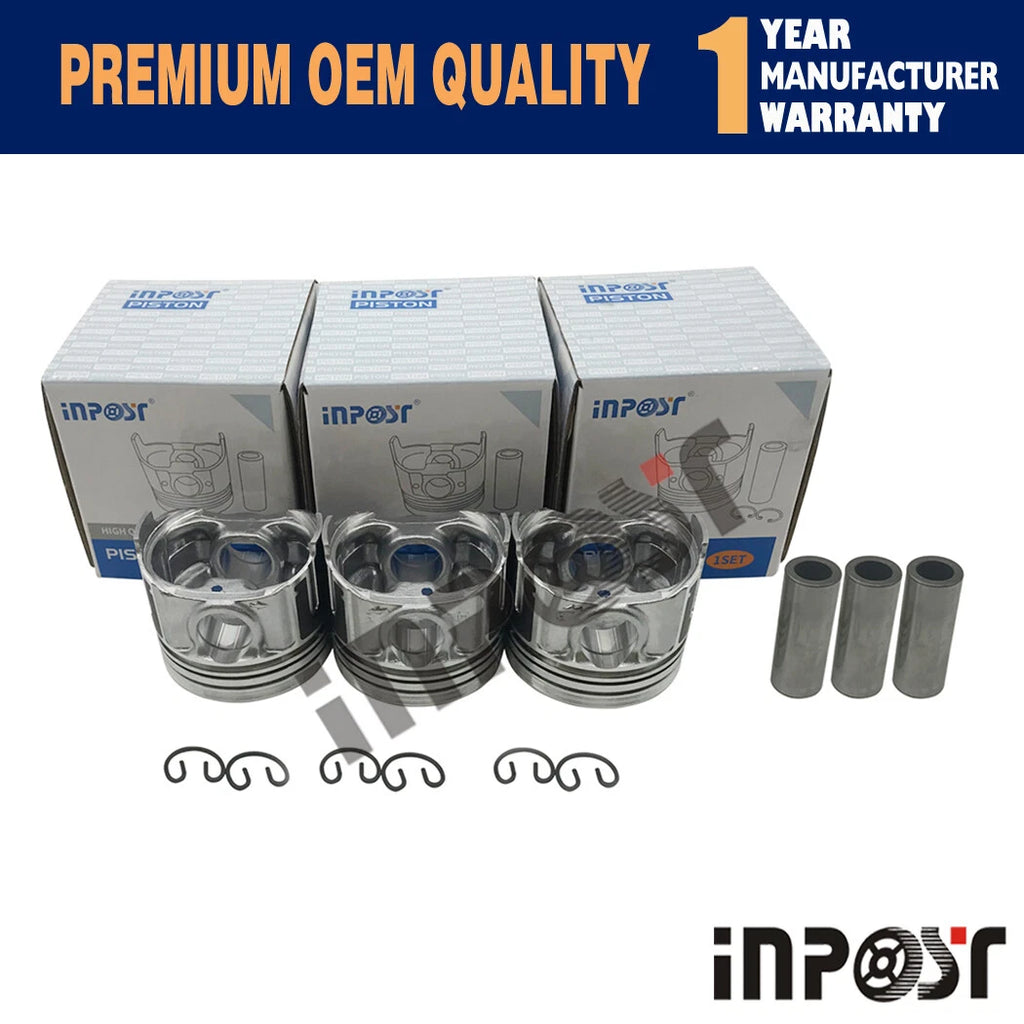 3X STD Piston Set 67mm for Kubota D782 (Part Numbers: STD)