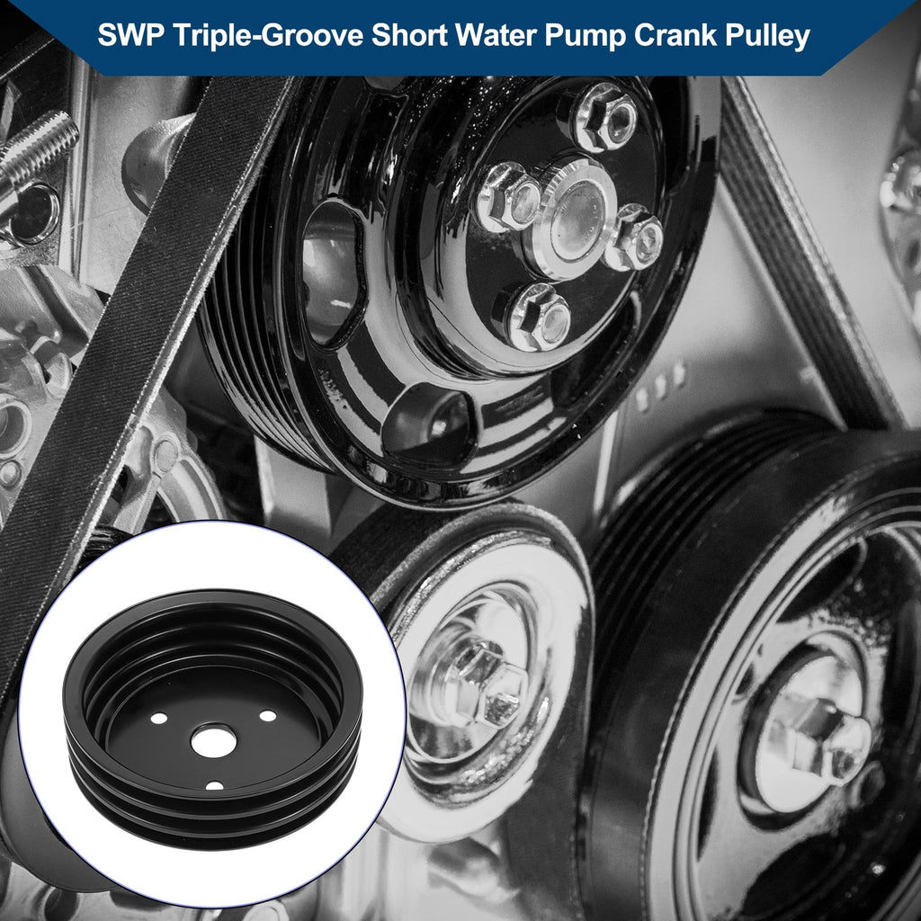 Short Water Pump Crank Pulley Replacement for Chevy SBC Small Block (262)